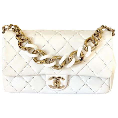 white and gold chanel bag|white chanel bag gold hardware.